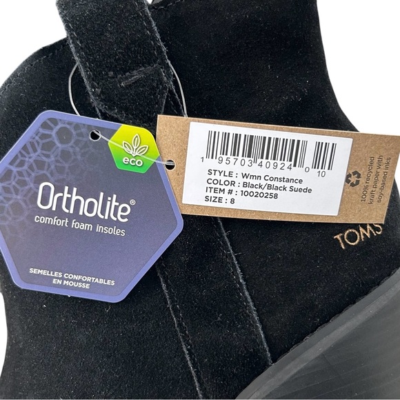 TOMS Constance Black Suede Pull On Style Ankle Boots NEW 8 - Picture 9 of 12